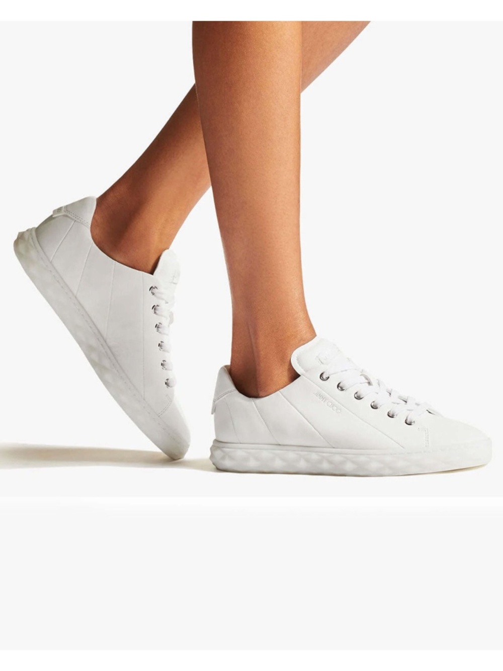 Jimmy Choo Diamond Light Sneakers Leather White Women's Size 39 - EUC